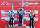 <ALT> Podium podczas zawodów w Skokach Narciarskich w Wiśle 2019r.